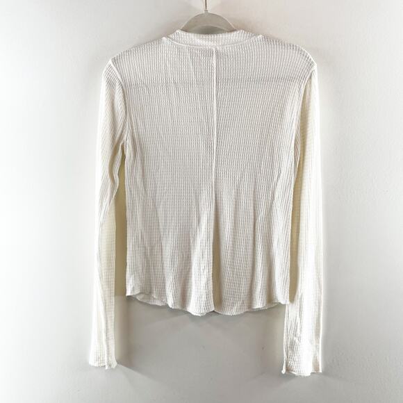 Free People One Of The Girls Long Sleeve Waffle Henley Top White Large - Picture 4 of 6